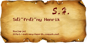 Sáfrány Henrik névjegykártya