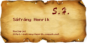 Sáfrány Henrik névjegykártya